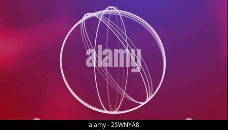 Image of white circles over purple and red shapes Stock Photo