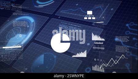 Graphs and charts image over financial data and statistics background Stock Photo