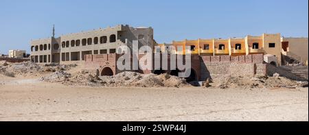 Construction site of a holiday resort featuring unfinished buildings in marsa alam, a popular tourist destination on the red sea in egypt Stock Photo