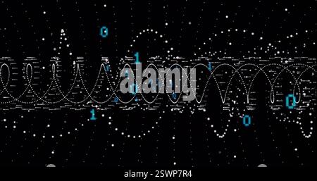 Image of binary coding over dna strand Stock Photo