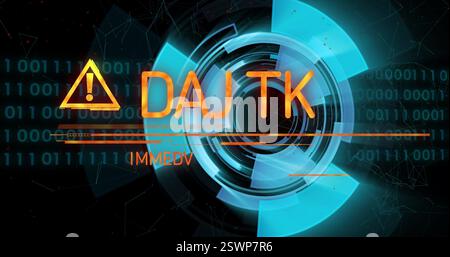 Danger warning and immediate action required text image over futuristic digital interface Stock Photo