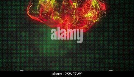 Glowing brain image over green binary code background Stock Photo