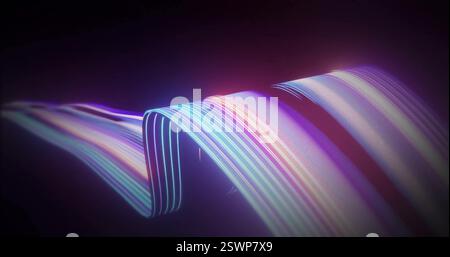 Colorful light trails image over black background Stock Photo