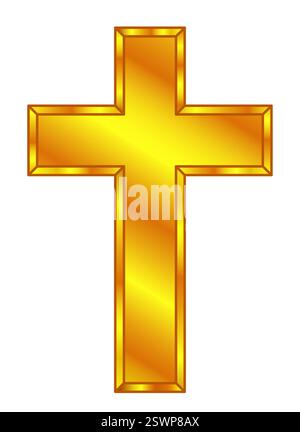 Illustration of the gold christian cross Stock Vector
