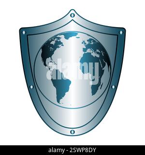 Illustration of the ancient shield and globe Stock Vector