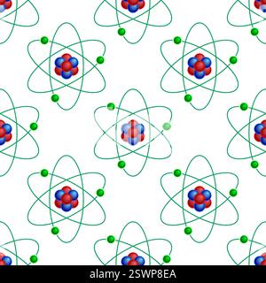 Seamless pattern of the lithium chemical element atom symbol Stock Vector
