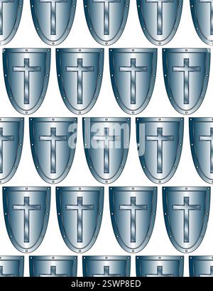Seamless pattern of the ancient shield of the Crusaders Stock Vector