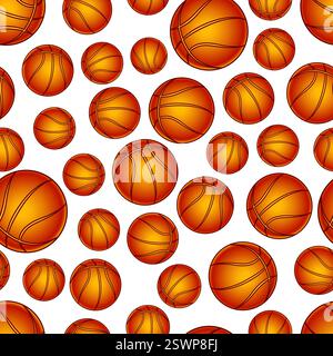 Seamless pattern of the basketball balls Stock Vector