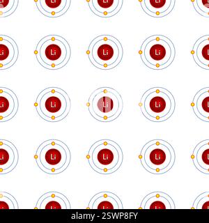 Seamless pattern of lithium atom symbols Stock Vector