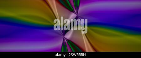 abstract wave fluid artistic image. dynamic line motion. colorful gradient fluid flow. symmetrical soft line art, purple, green, yellow tones and shad Stock Photo