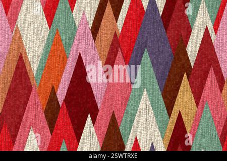 Stylized autumn forest, semaless vector mosaic style pattern Stock Vector