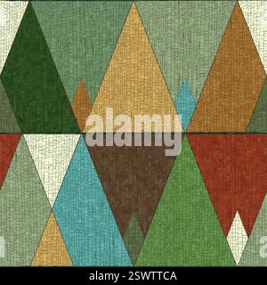 Abstract art forest mosaic style seamless pattern Stock Vector