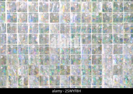 Blurred abstract pastel iridescent colored background with square glass elements. Retrowave, retro futurism, webpunk. Stock Photo