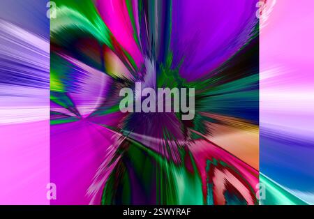 abstract background. artistic square image in frame. radial burst. colorful explosion. energetic. dynamic motion. gradient background. in purple, pink Stock Photo