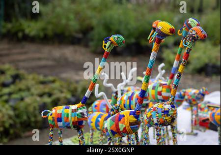 Zulu beaded giraffes at Woza Moya, Hillcrest, Durban, South Africa Stock Photo