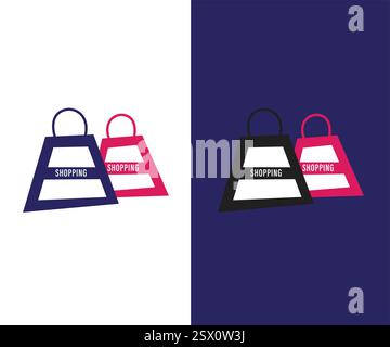 Online Shop Logo designs Template, shopping cart and shop bag logo design concept Stock Vector
