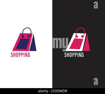 Online Shop Logo designs Template, shopping cart and shop bag logo design concept Stock Vector