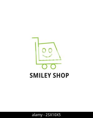 Happy store icon smile Online shop logo design idea, shop smile logo Stock Vector