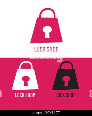Lock shop logo, Online shopping logo, Bag logo design Stock Vector