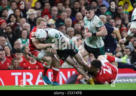 Mack Hansen of Ireland during the 2025 Guinness 6 Nations match Wales ...