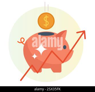 AI Powered Saving Growth - Piggy Bank Icon  - Keep Saving - Illustration as EPS 10 File Stock Vector