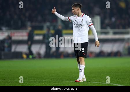 Francesco Camarda of Ac Milan gestures during the Serie A match ...