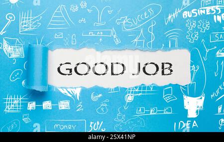 good job text written paper on blur background Stock Photo