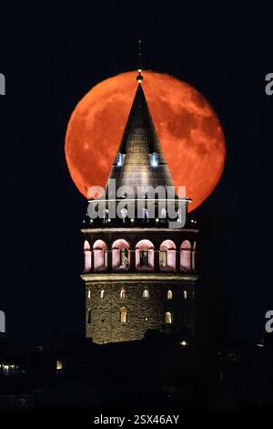 Karakoy Tower Moon Istanbul Turkey // ISTANBUL, Turkey — The moon ...