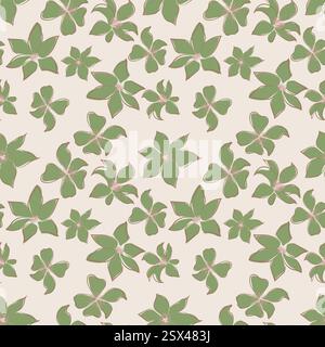 Clematis Flowers. Floral Tropical Seamless Pattern for Wallpaper, Print, Fabric, Textile. Summer Background with Blooming line Flowers and Leaves Stock Vector
