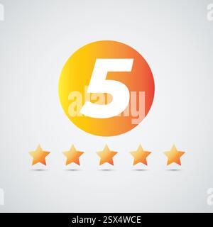Five stars icon isolated on white background Stars rating review icon Vector illustration Template Stock Vector