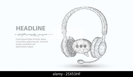 Customer service. Support call, live advice, phone bot, chat headphone Stock Vector