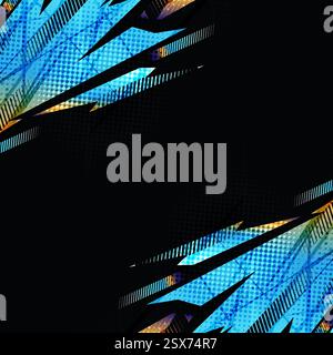 Energetic and Contemporary Abstract Sports Background With Blue and Orange Gradient Brush Strokes and Halftone Textures Stock Vector