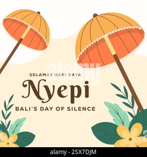 nyepi bali's day of silence illustration in flat style design Stock Vector