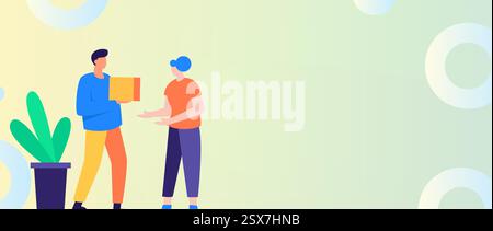 Receive courier hand drawn character scene creative concept illustration Stock Vector