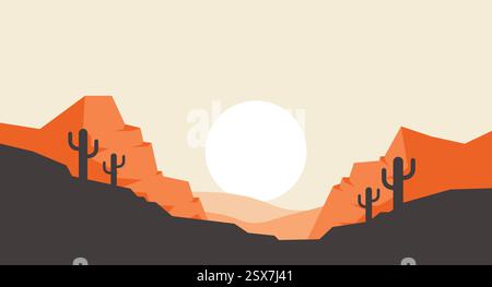 Abstract adventure mountain scenery vector illustration landscape background silhouette. Stock Vector