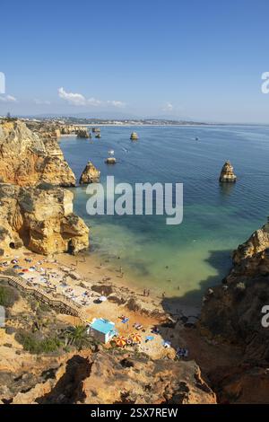 View from above of Praia dos Pinheiros, Lagos, Algarve, Portugal, Europe Stock Photo