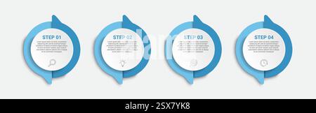 timeline infographic design with icons and 4 options. with circle shape Stock Vector