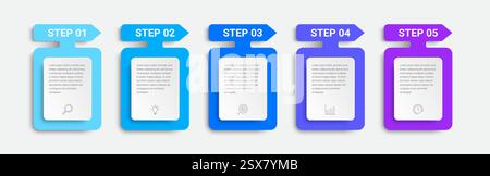 timeline infographic design with up arrow shape. 5 options or steps for business concept Stock Vector