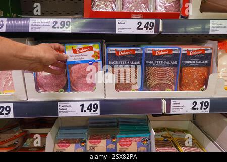 Prepared meat products in a Supermarket Stock Photo