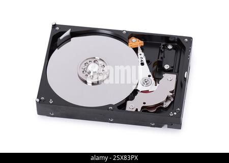 Open hard disk drive isolated on white background Stock Photo