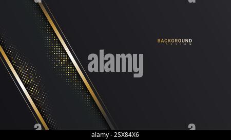 dark background with modern and luxurious golden lines Stock Vector