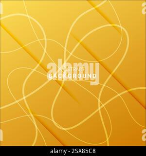 yellow abstract background design with random curved lines Stock Vector