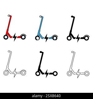 Set of Electric scooter icon, flat eco friendly transport, vehicle vector illustration . Stock Vector