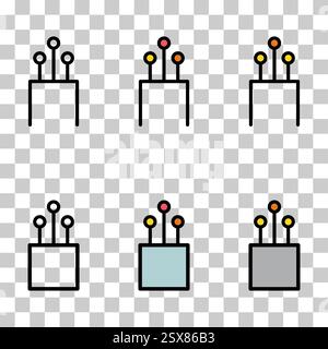 Set of optical cable icon, technology information web network, digital vector illustration . Stock Vector