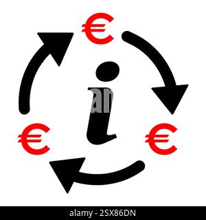 Euro money change icon, trade cash information web symbol, convert sign vector illustration . Stock Vector