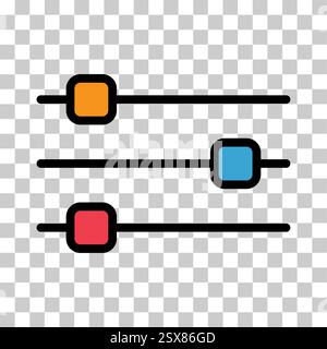 Volume mixer control icon, filter sound symbol button, switch sign vector illustration . Stock Vector