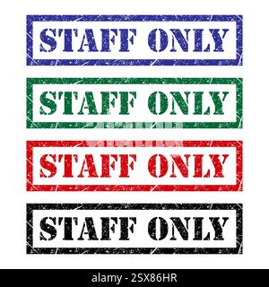 Set of Only staff icon, danger zone symbol, safety entry person sign vector illustration . Stock Vector