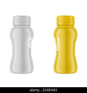 Matte Plastic Bottle Mockup for Dairy Products 3D Rendering Stock Photo