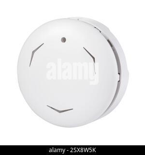White plastic case of smoke detector isolated on white background Stock Photo