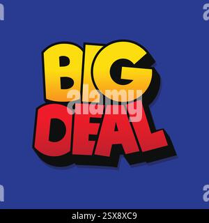 Big deal discount banner template design with comic style bold typography editable text on blue background. New year big sale promotion poster design Stock Vector